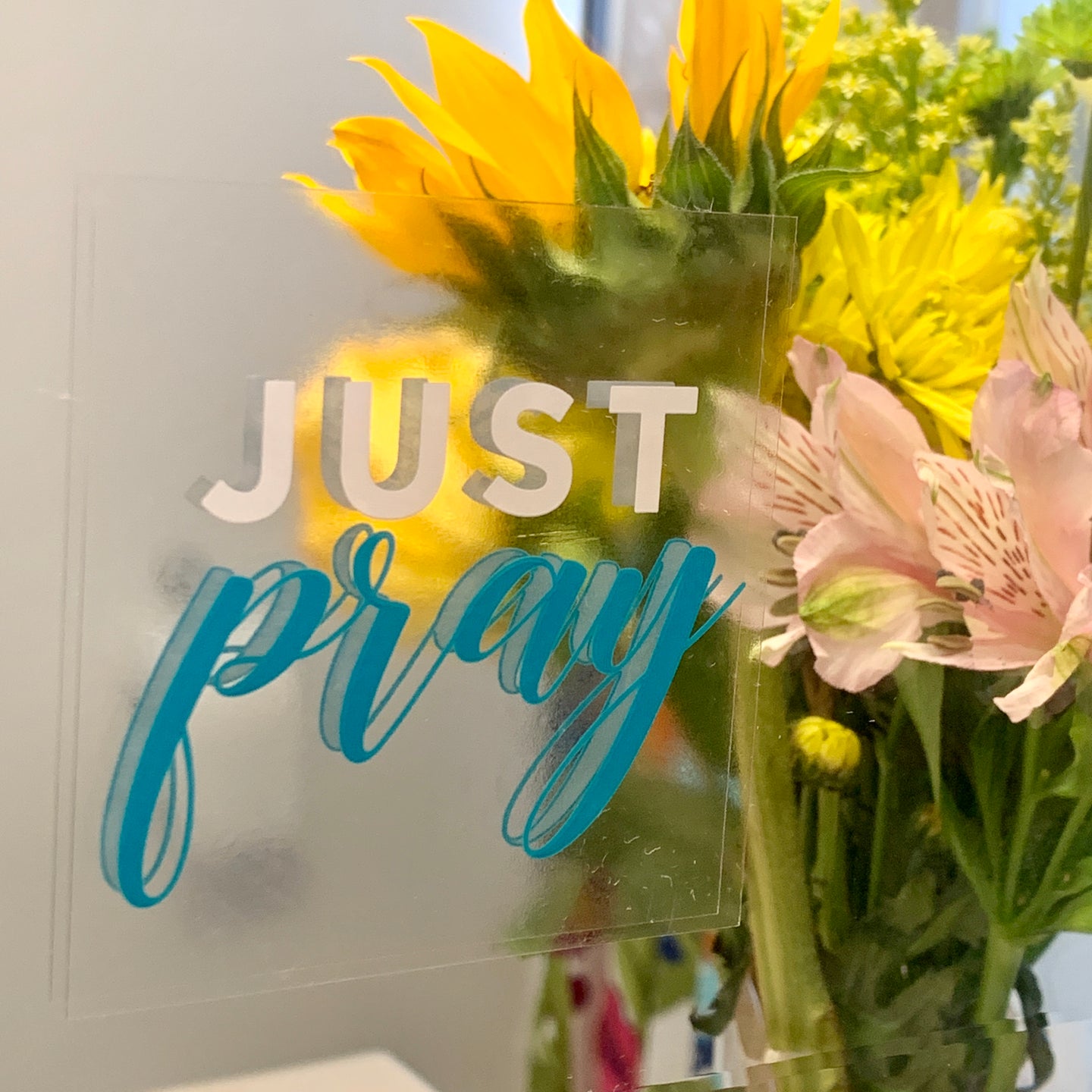 Just Pray Static Mirror Cling